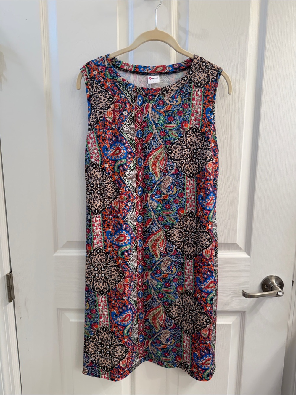 Sleeveless Multi-Color Paisley Print Shift Dress